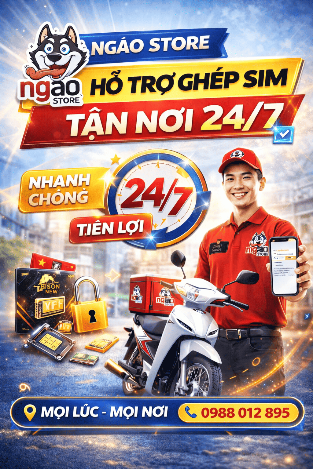 Ngáo Store hỗ trợ ghép sim tận nơi 24/7