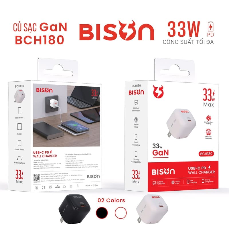 Củ sạc Bison 33W GaN