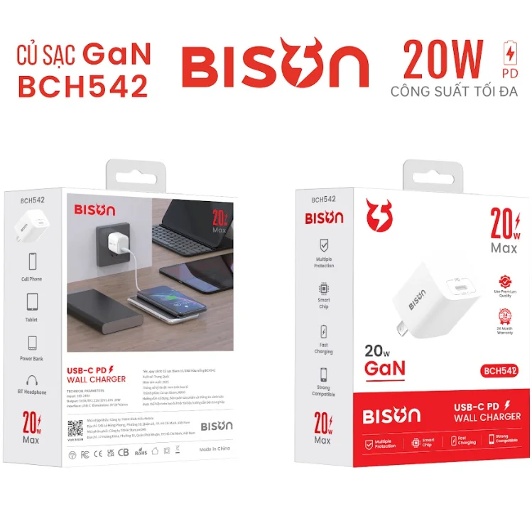 Củ sạc Bison GaN 20w
